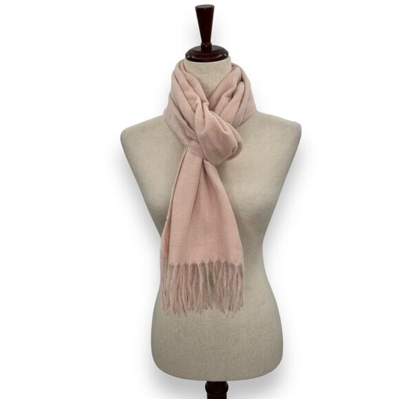 NEW Macy's Style&Co. Pastel Pink Winter Scarf Rectangle Fringe Trim Coquette NWT - Picture 2 of 8